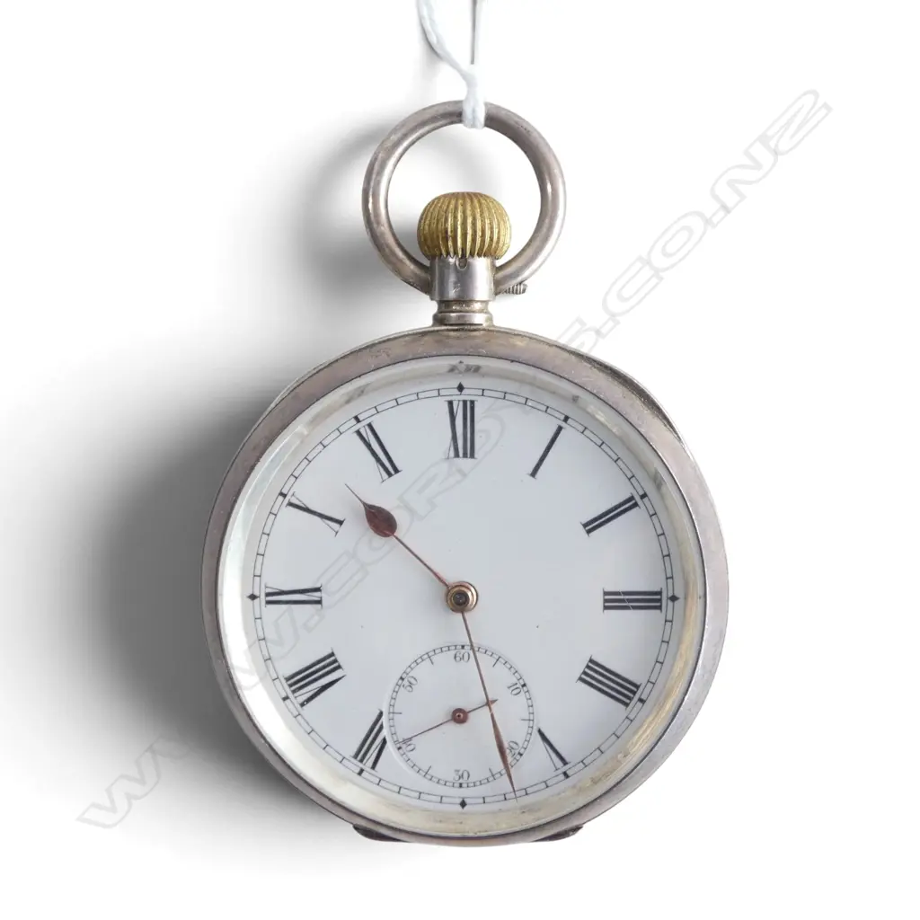 SILVER OMEGA CASED OPENFACE POCKET WATCH running. Presentation engraved to C. Slater Poneke Football club 30.8.11 Image 1++