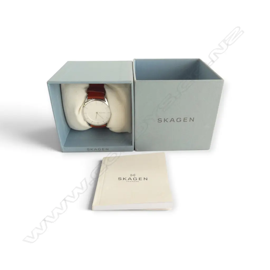 SKAGEN DENMARK 'HOLST' WRIST WATCH, LEATHER STRAP, BOXED Image 1++