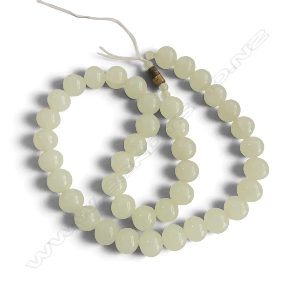 PALE JADE BEAD NECKLACE L.440MM Image 1++