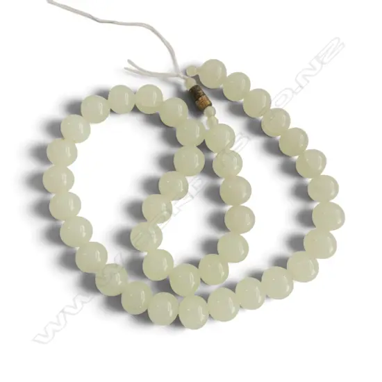 PALE JADE BEAD NECKLACE L.440MM