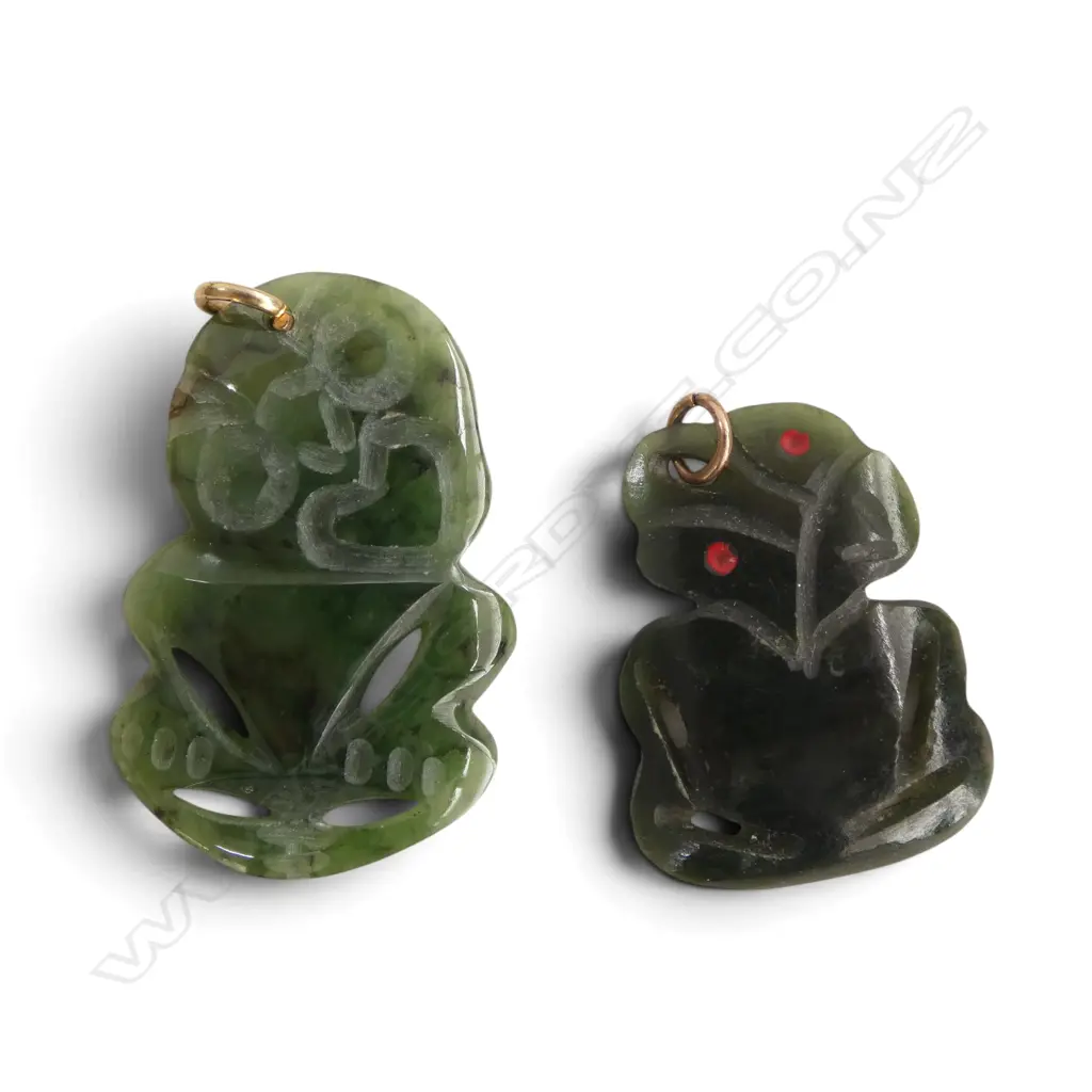 2 VINTGAE POUNAMU HEI TIKI. Tallest 40mm Image 1++