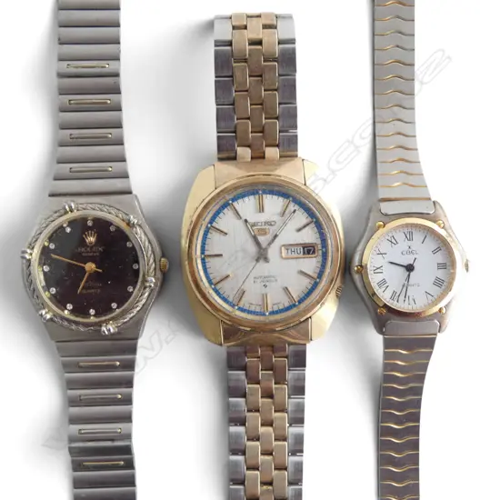 SEIKO 5 VINTAGE GENTS GILT WATCH + 2 OTHERS