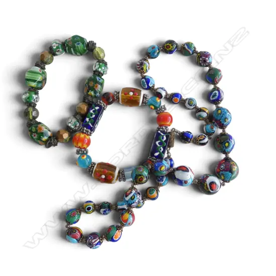 3 PCES MURANO JEWELLERY; NECKLACE & 2 BRACELETS