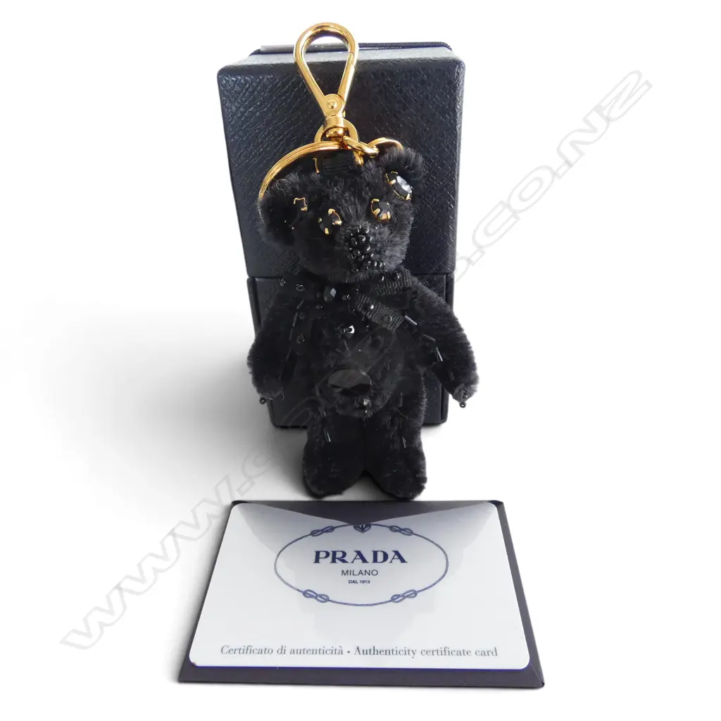 PRADA BLACK TEDDY BEAR KEYCHAIN/BAG CHARM - special ed. from 'Trick' Bear collection, L.100mm, box & cert, unused Image 1++