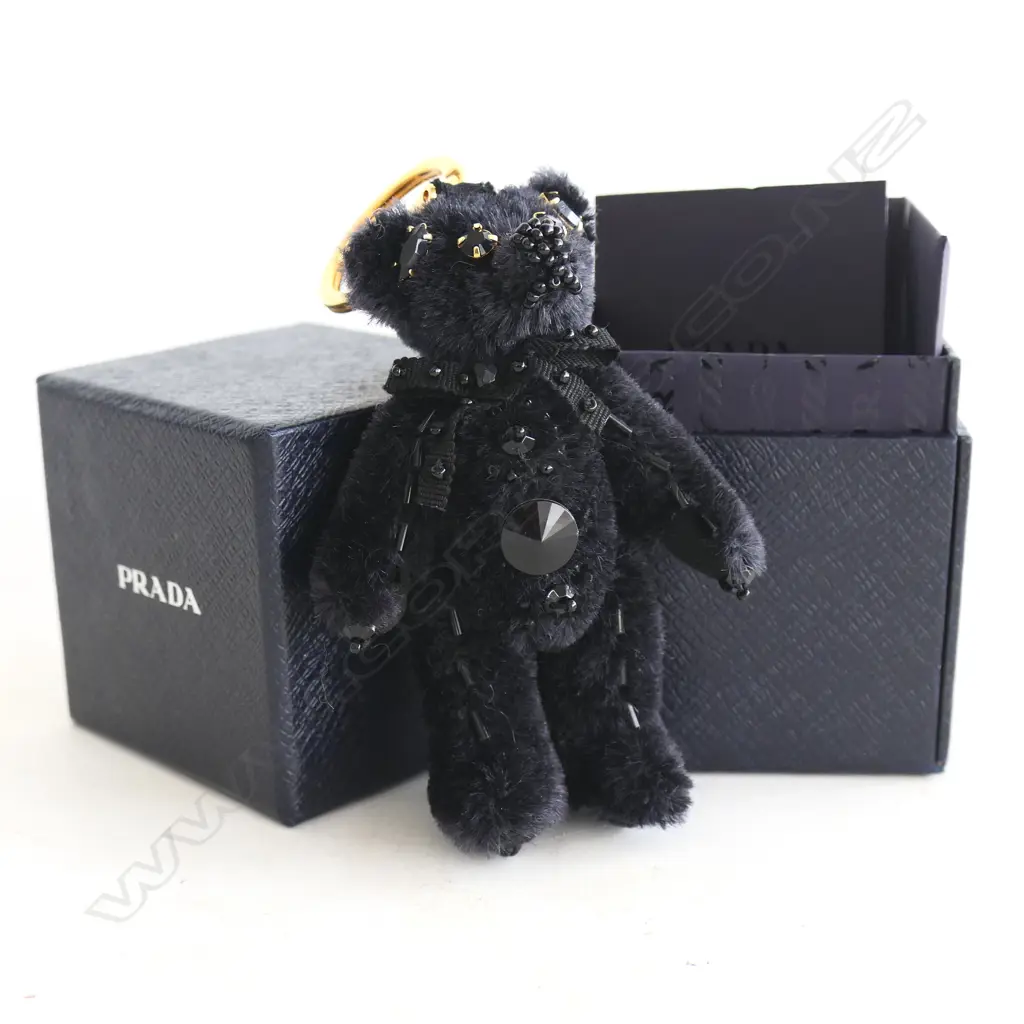 PRADA BLACK TEDDY BEAR KEYCHAIN/BAG CHARM - special ed. from 'Trick' Bear collection, L.100mm, box & cert, unused Image 1++