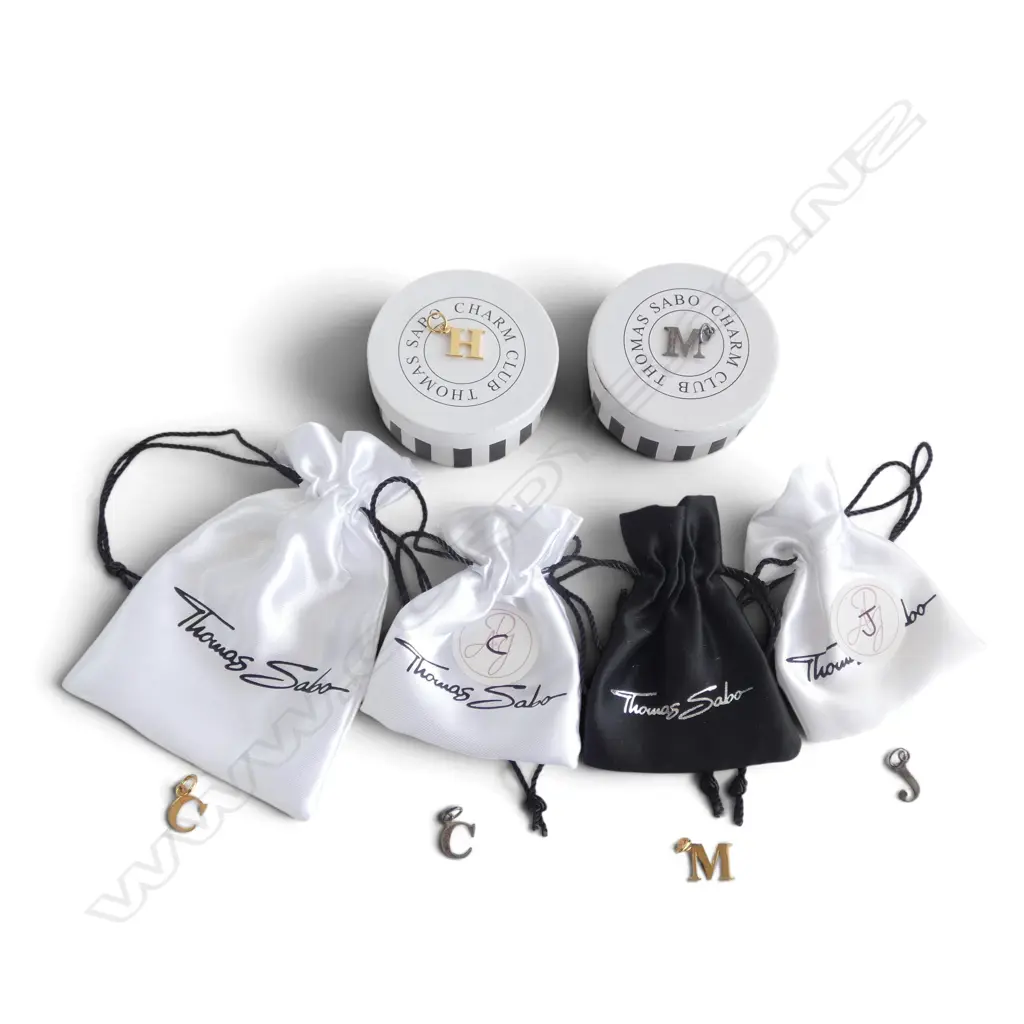 6 THOMAS SABO SILVER CHARMS the LETTERS 'M' 'C' & 'J' & 'H' Image 1++