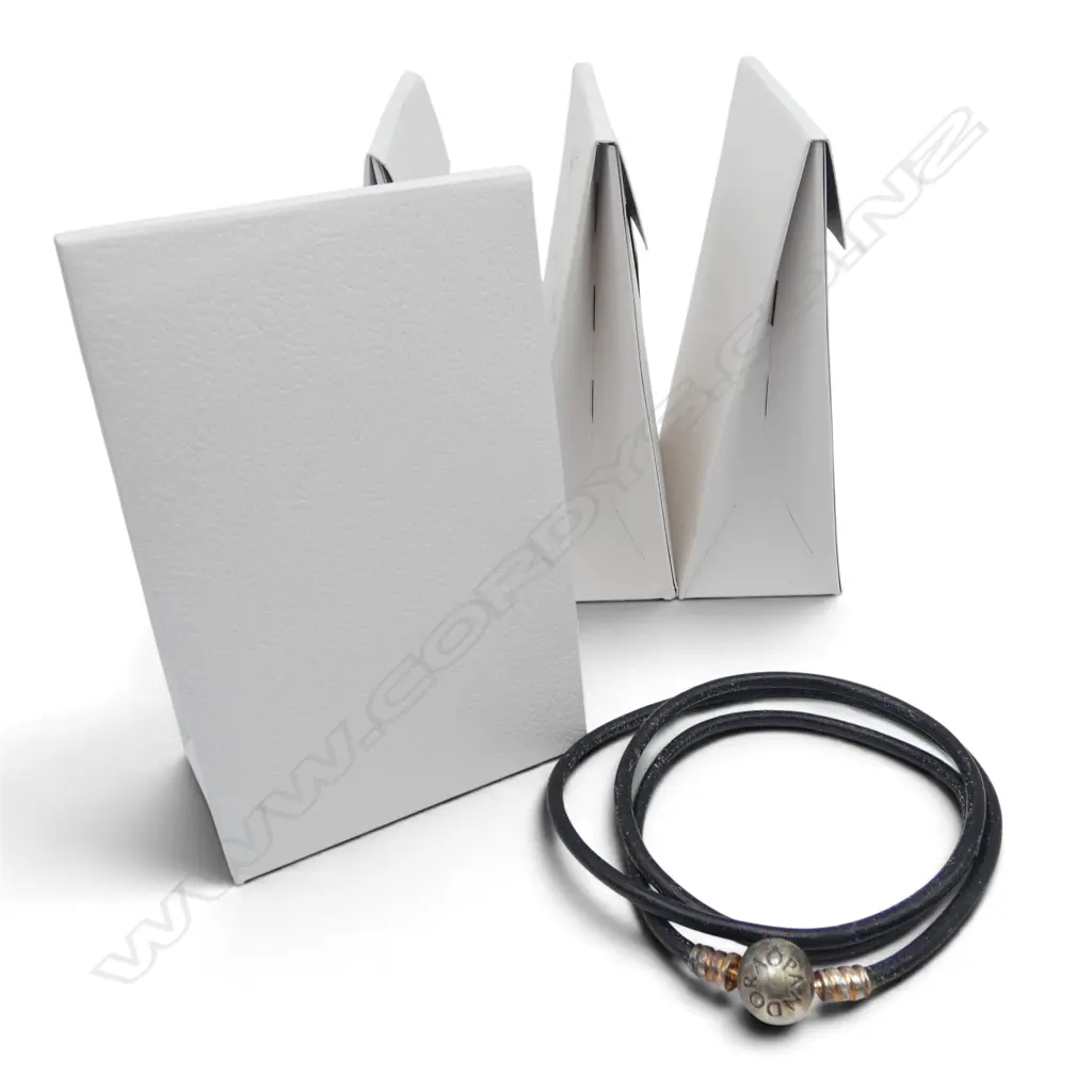 4 PANDORA BLK LEATHER BRACELETS Image 1++