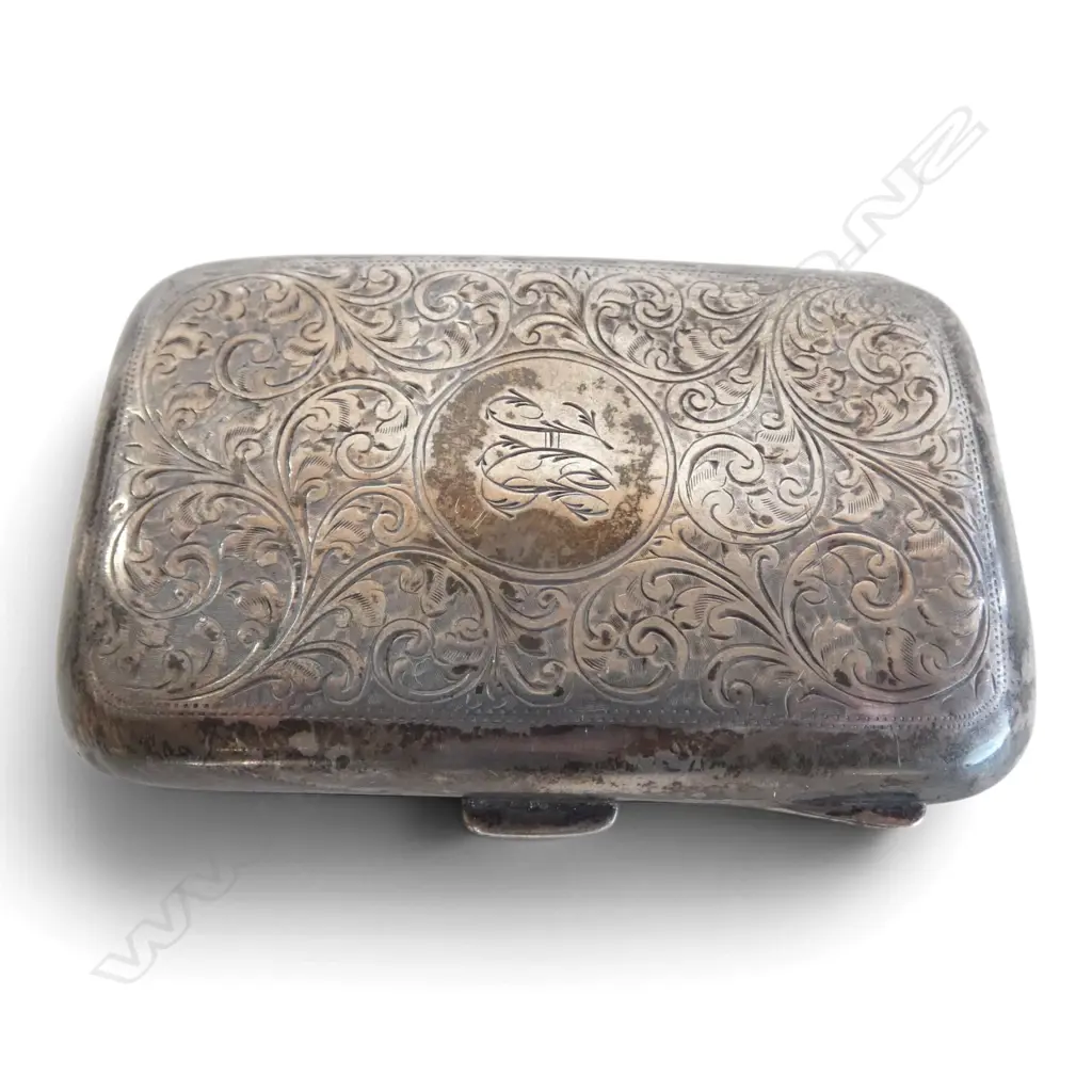 Birmingham 1913 ENGRAVED SILVER CIGARETTE CASE 50gms Image 1++