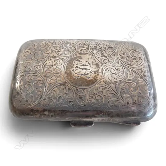 Birmingham 1913 ENGRAVED SILVER CIGARETTE CASE 50gms
