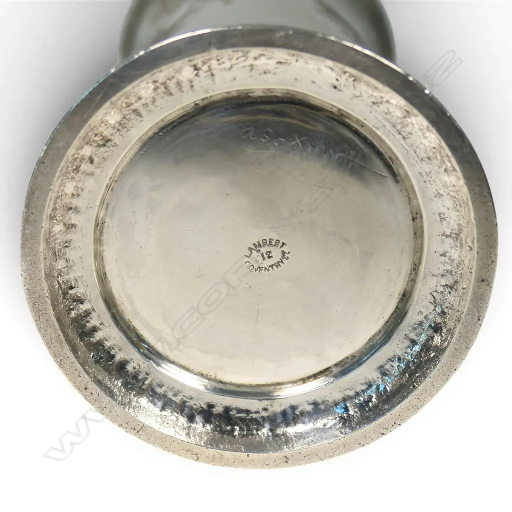 Heavy Britannia Standard silver 95.85% vase of mild trumpet form. London 1910 by Lambert & Co 500gms Image 1++