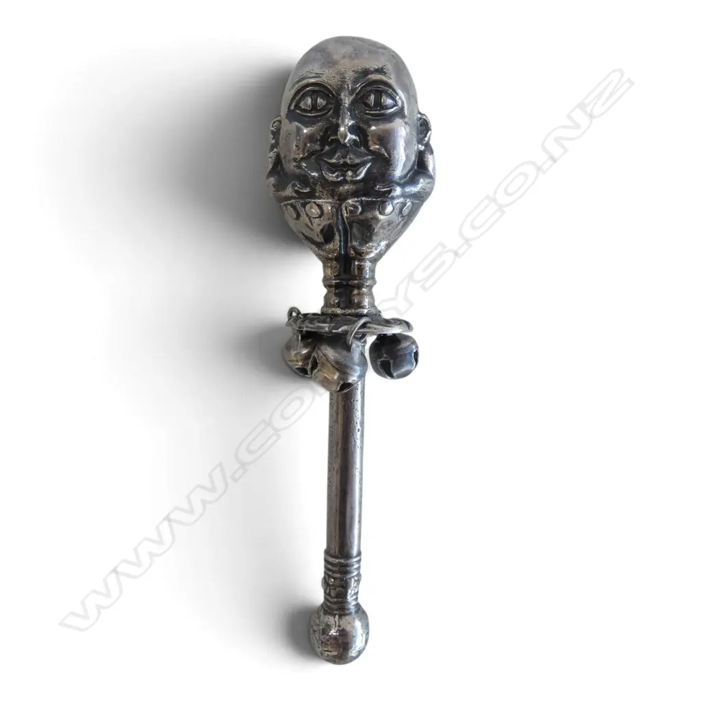 Silver Plate Rattle Humpty Dumpty stamped Victor Hayes 1848 possibly a later production. L.150mm Image 1++