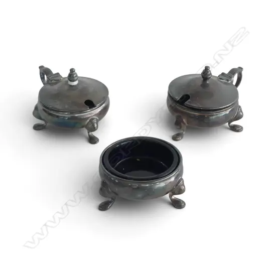 PR STG SILVER MUSTARD POTS & SALT 156gms