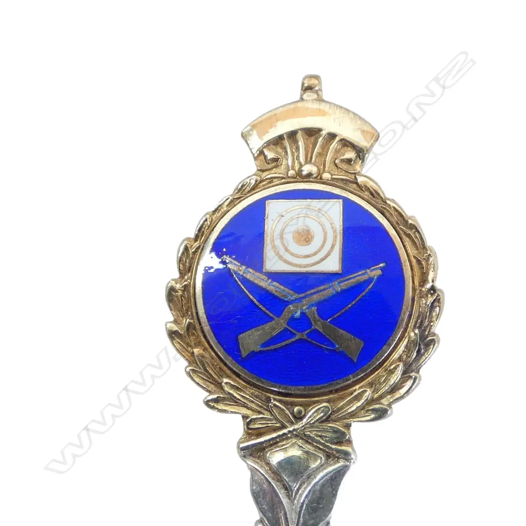 CASED SET OF 6 GILDED STG SILVER & ENAMEL SOUVENIR TEASPOONS 111gms  Image 1++
