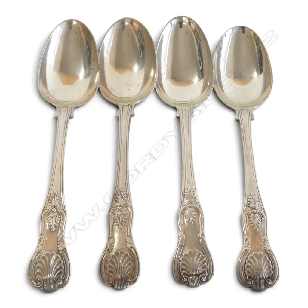 4 VICTORIAN STG SILVER SERVING SPOONS L.220mm 400gms Image 1++