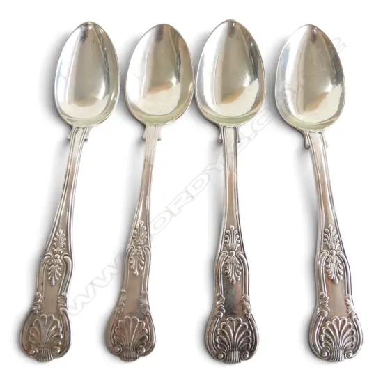4 STG SILVER DESSERT SPOONS, VARIOUS DATES, 261gms