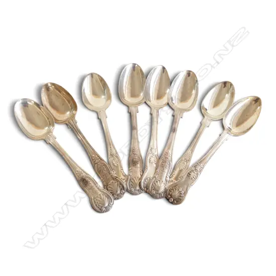 8 STG SILVER TEASPOONS, 263gms