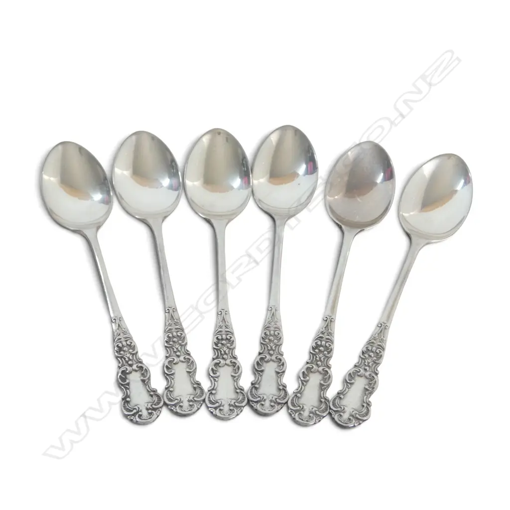 6 STG SILVER TEASPOONS, BIRMINGHAM 1959, 45gms Image 1++