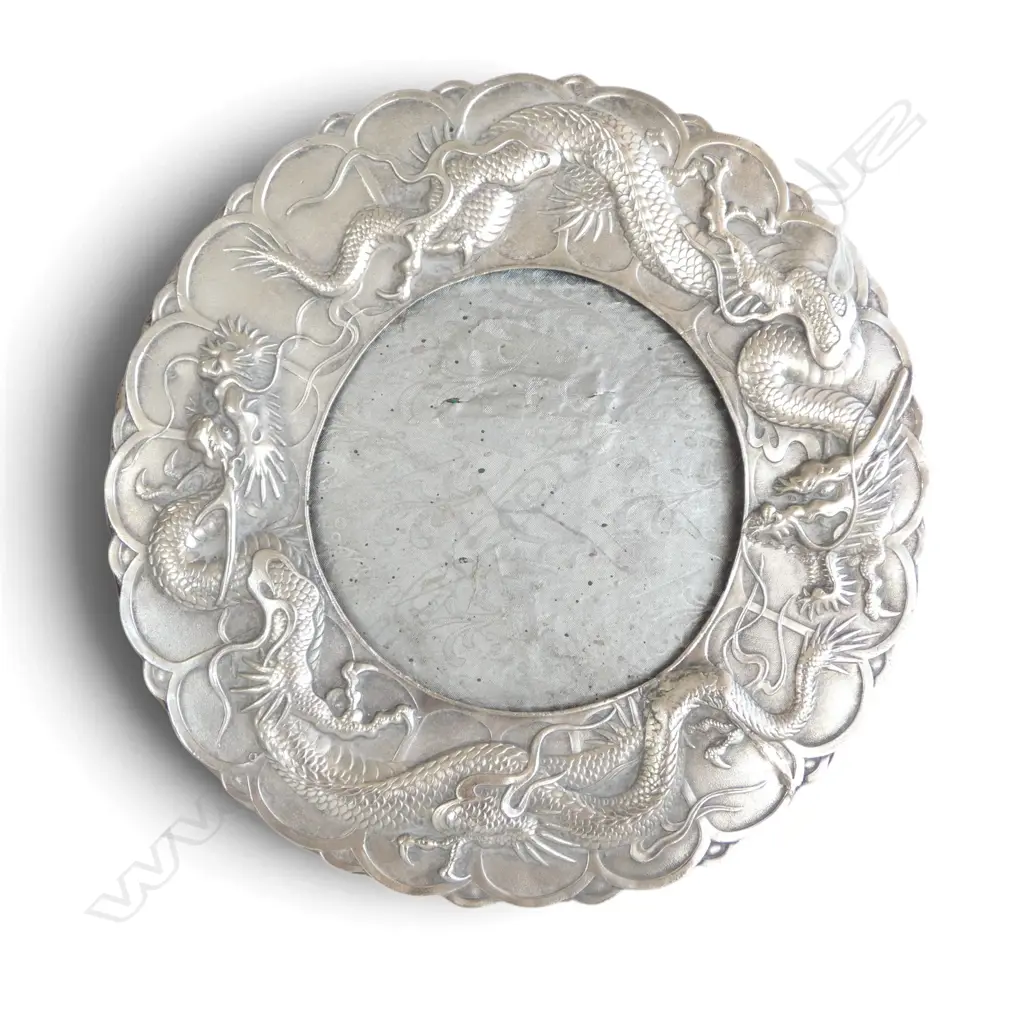 JAPANESE SILVER METAL PHOTO FRAME 250mm dia Image 1++