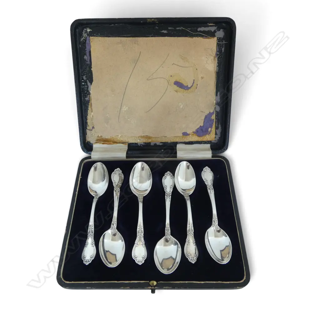 CASET SET OF 6 STG SILVER SPOONS 93gms Image 1++