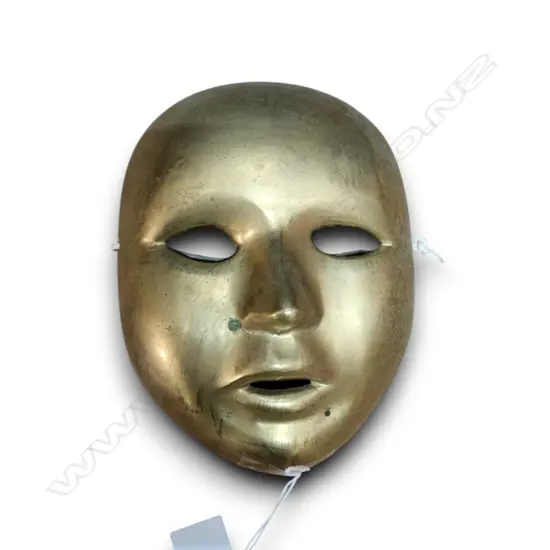 BRASS FACE MASK W POLISHED FINISH AND CUT-OUT EYE AND MOUTH 180H x 140L mm