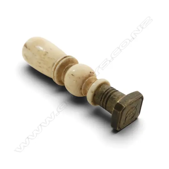 ANTIQUE BONE WAX SEAL STAMP, L.48mm
