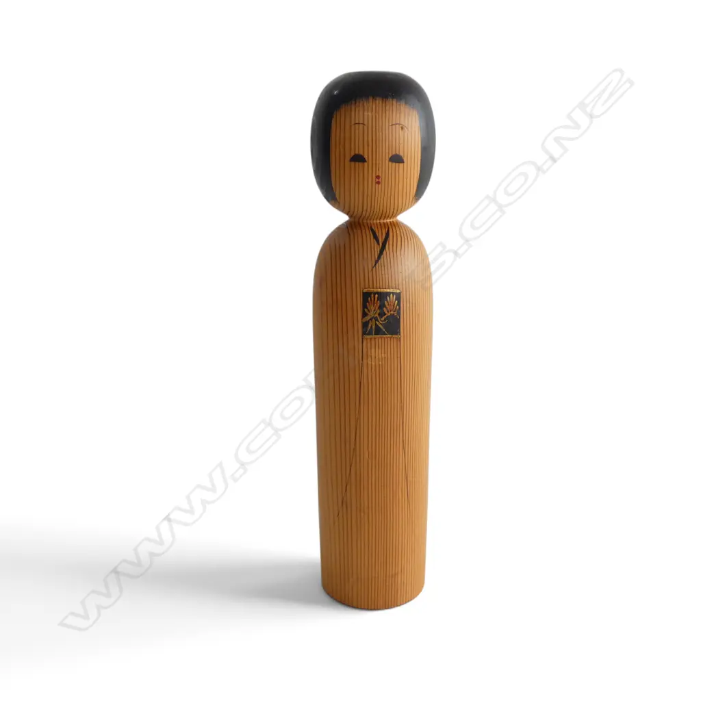 MID CENTURY JAPANESE KOKESHI DOLL signed & red stamp, H.300mm Image 1++