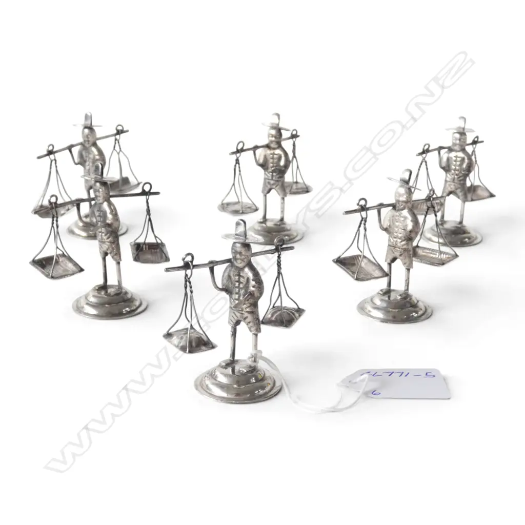 6 VINTAGE SILVER PLATED PLACEHOLDERS in the form of fishermen, H.60mm  Image 1++