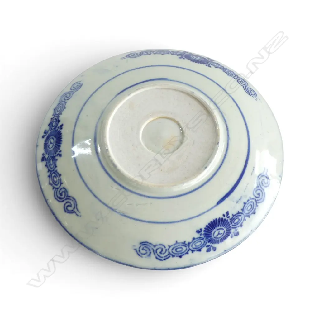 JAPANESE ARITA IMARI BLUE & WHITE PLATE WAVE BIRD & STAR DESIGNS DIA295MM Image 1++