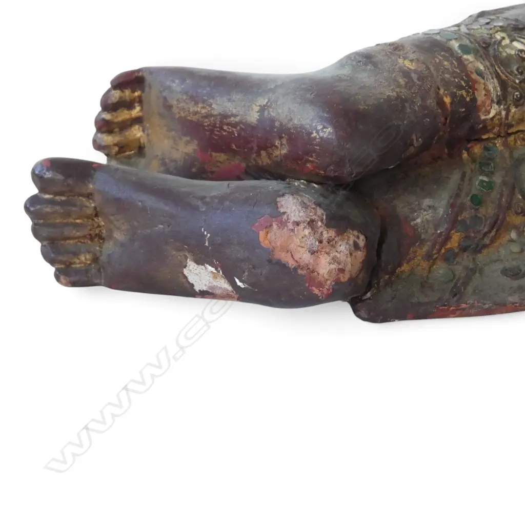 GILDED RECLINED BUDDHA w. inset stones W.520mm Image 1++