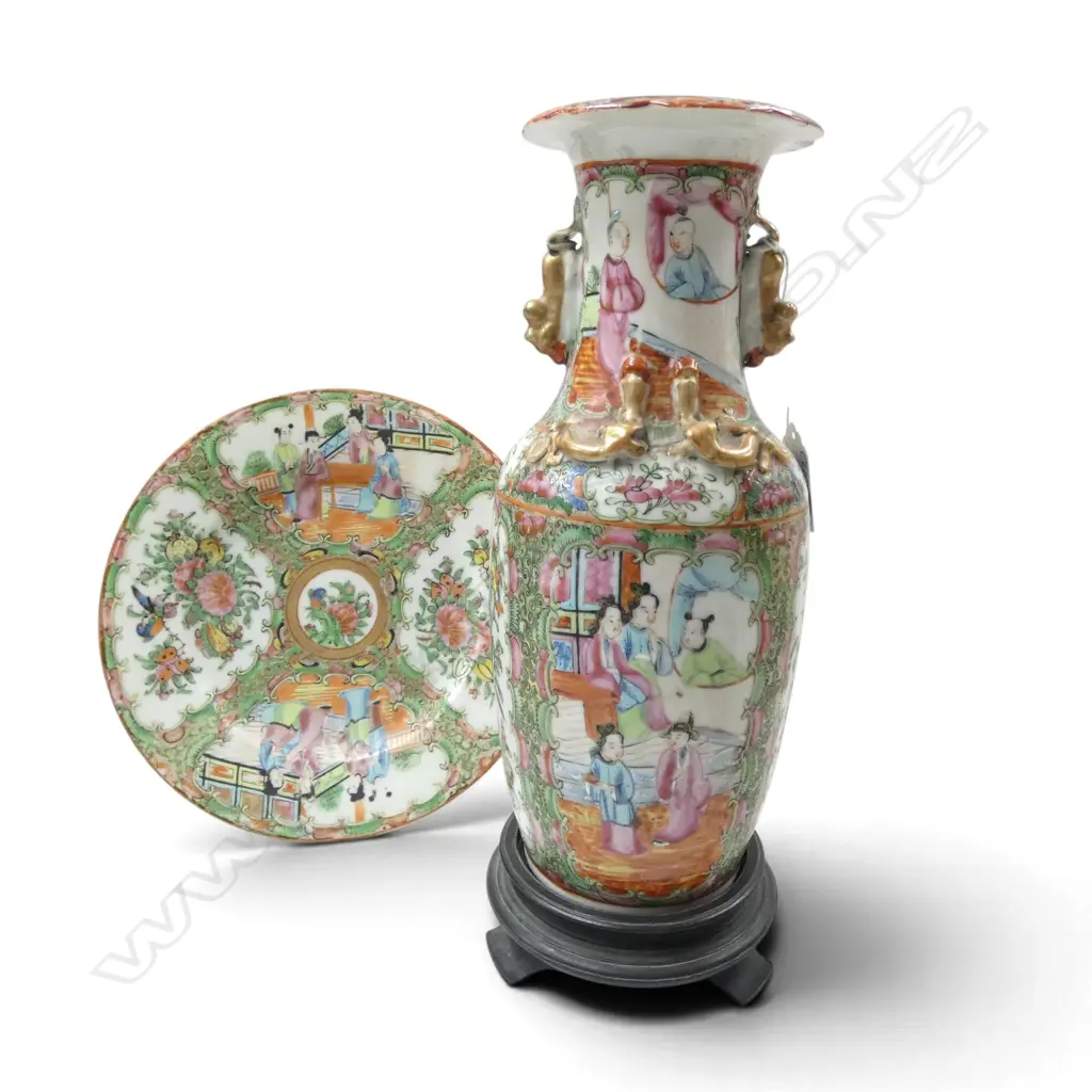 CHINESE FAMILLE VERTE PLATE & VASE faults H.260mm Image 1++