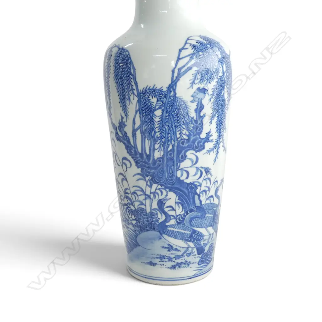 4 ORIENTAL VASES; B/W RIM AF H.410mm, YELLOW w. DRILLED BASE Image 1++