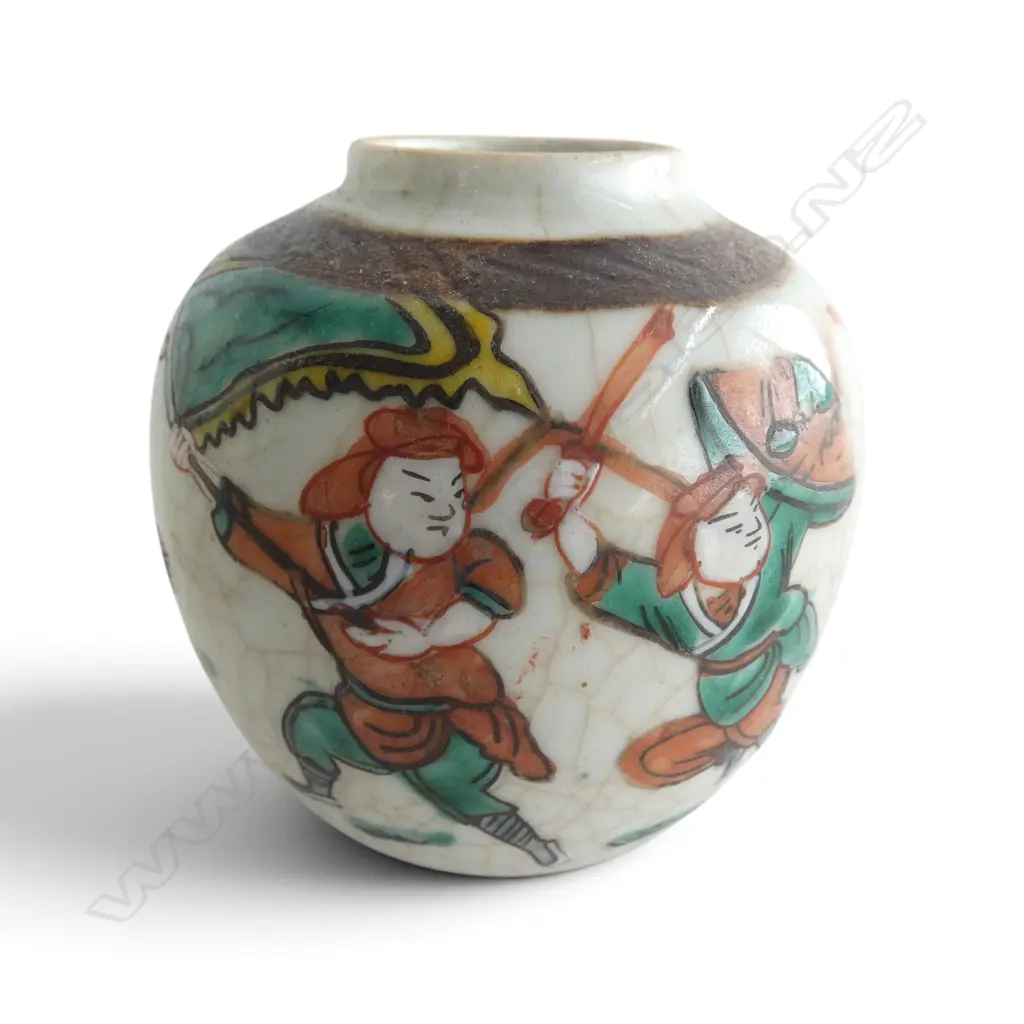 4 POTTERY VASES; 3 ORIENTAL GINGER JARS (LIDDED H.250mm + PR) + OTHER Image 1++