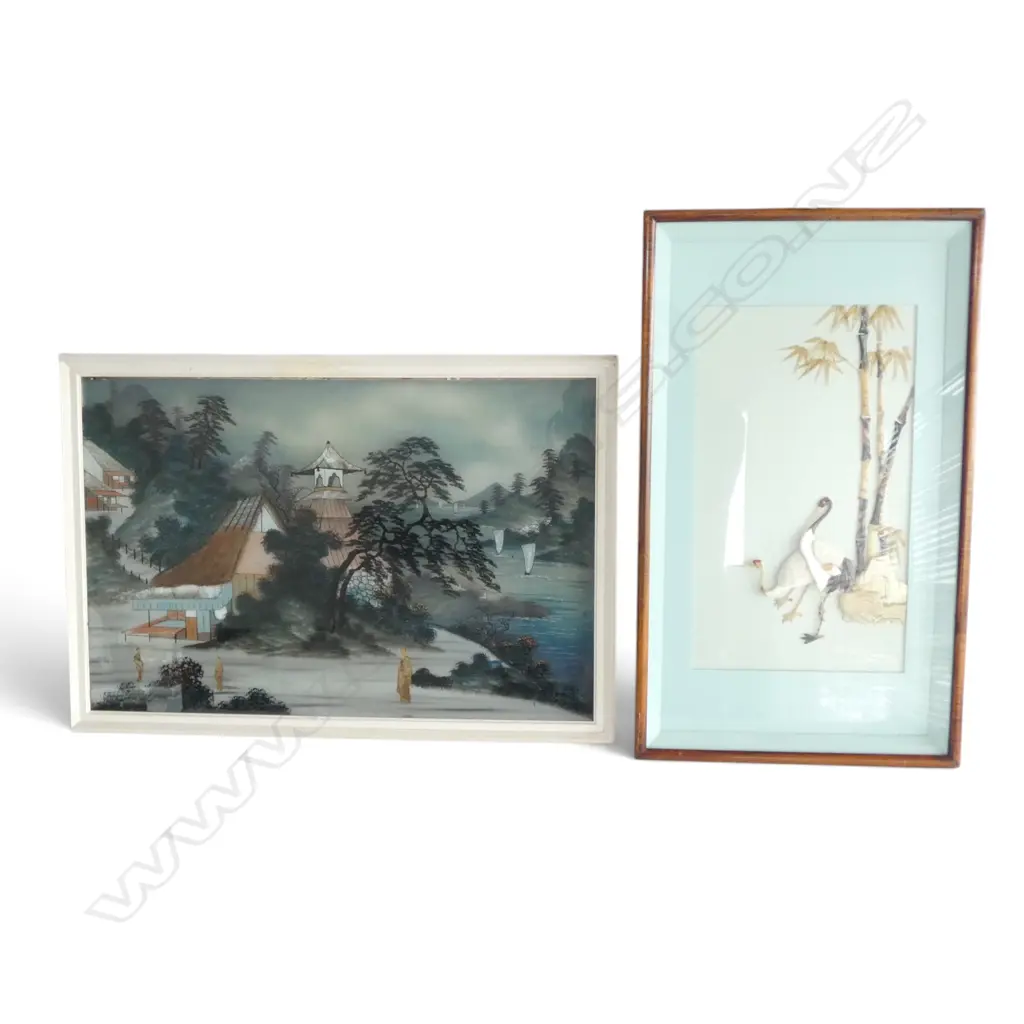 2 ORIENTAL ARTWORKS 610x360, 450x650mm overall sizes Image 1++