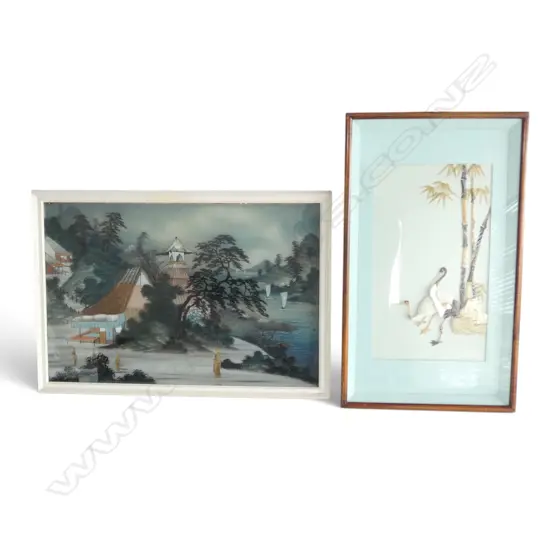 2 ORIENTAL ARTWORKS 610x360, 450x650mm overall sizes