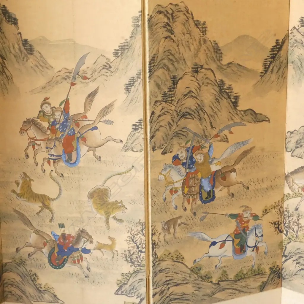 CHINESE 4 PANEL SCREEN 910x345mm Image 1++
