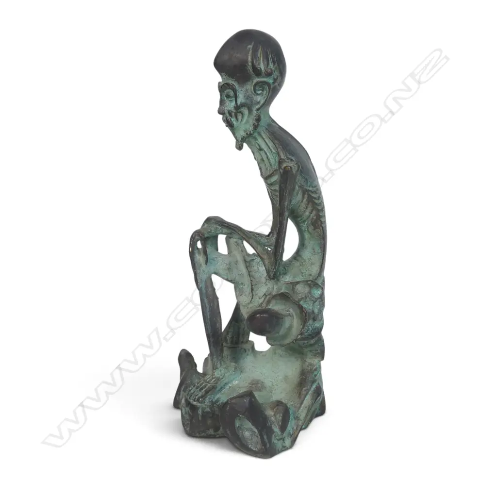 CHINESE BRONZE FINISHED SCULPTURE OF FASTING ASCETIC BUDDHA (SHAKYAMUNI), STAMP AT THE BOTTOM,220 X 110MM, Image 1++