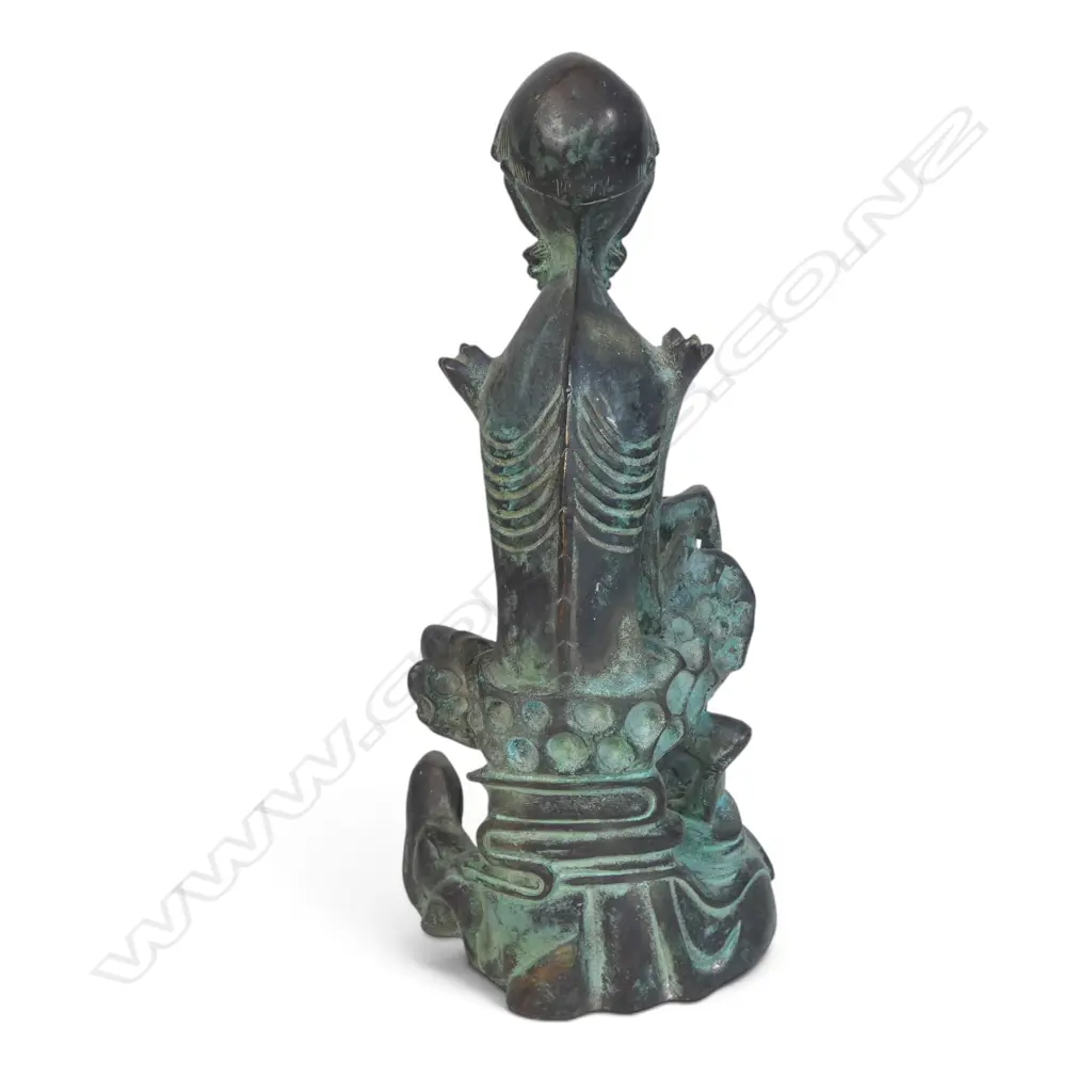 CHINESE BRONZE FINISHED SCULPTURE OF FASTING ASCETIC BUDDHA (SHAKYAMUNI), STAMP AT THE BOTTOM,220 X 110MM, Image 1++