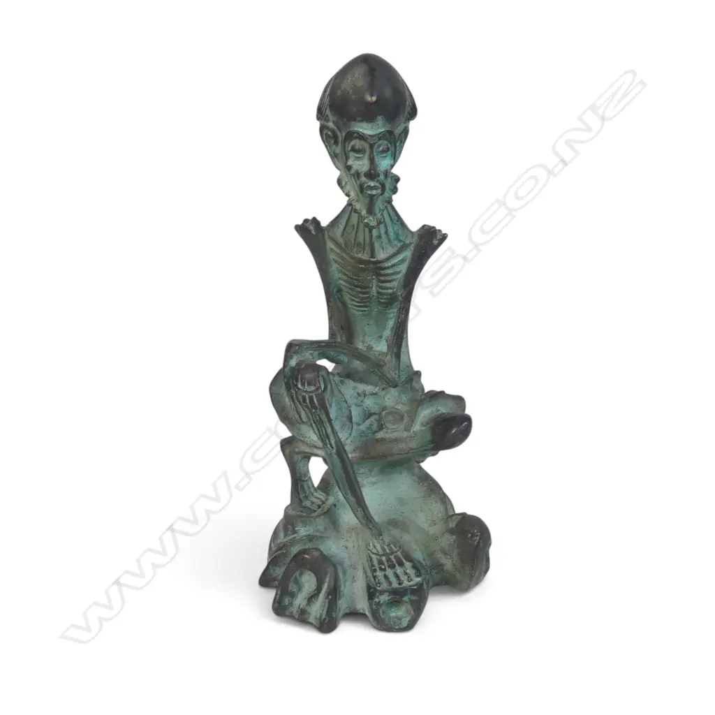 CHINESE BRONZE FINISHED SCULPTURE OF FASTING ASCETIC BUDDHA (SHAKYAMUNI), STAMP AT THE BOTTOM,220 X 110MM, Image 1++