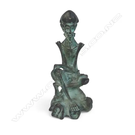 CHINESE BRONZE FINISHED SCULPTURE OF FASTING ASCETIC BUDDHA (SHAKYAMUNI), STAMP AT THE BOTTOM,220 X 110MM,