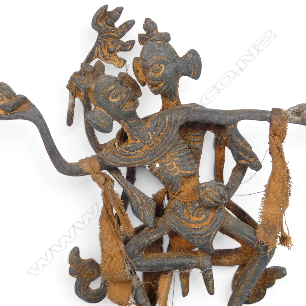 TIBETAN HAND CRAFTED BRONZED CITIPATI STATUE OF DANCING SKELETONS PROTECTOR DEITIES, RUSTY AGED PATINA, H.190 X 140 Image 1++