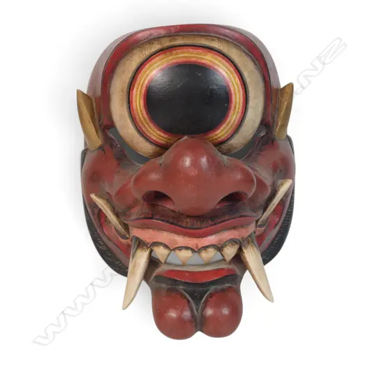 TRADITIONAL INDONESIAN DEMON MASK FOR THEATRICAL PERFORMANCES.  H.210MM