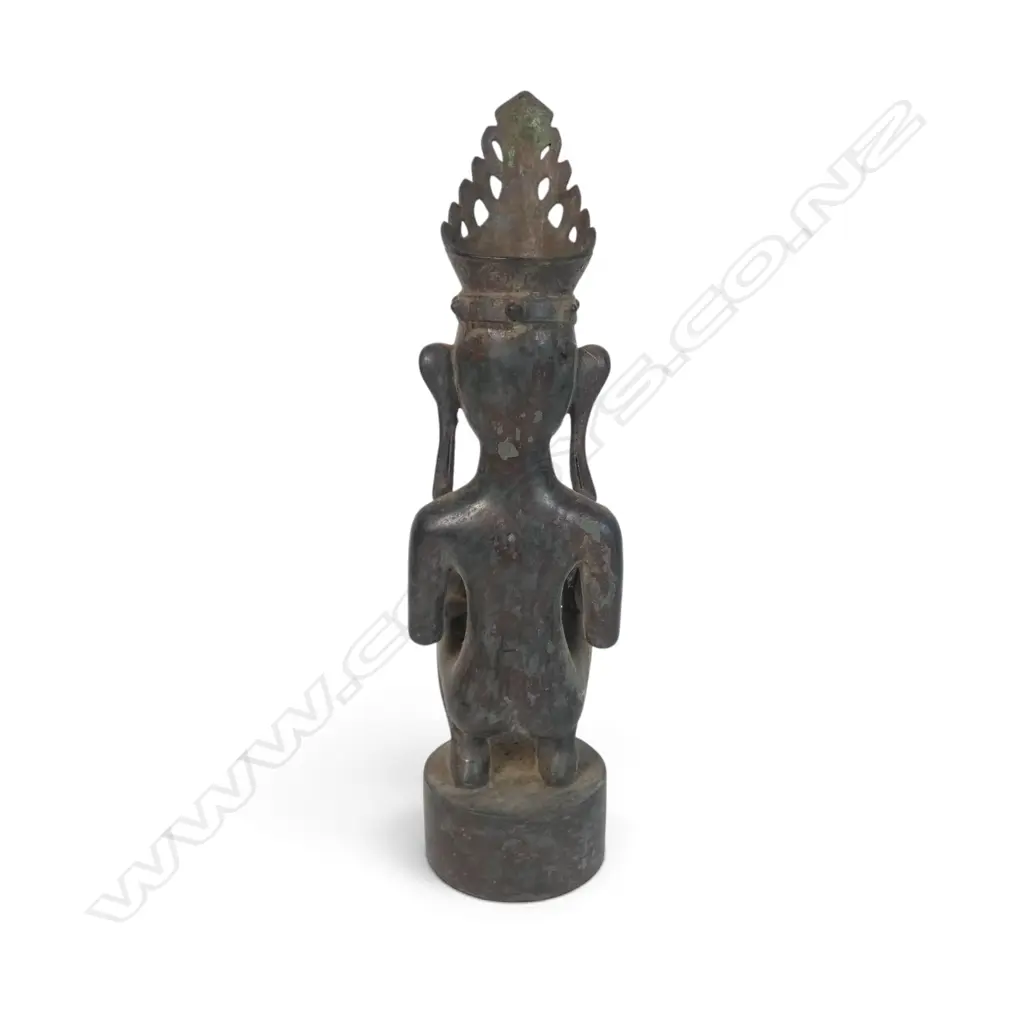 NIAS ISLANDS (SUMATRA) BRONZED SCULPTURE OF A NOBLE ANCESTOR, 320 X 80MM Image 1++