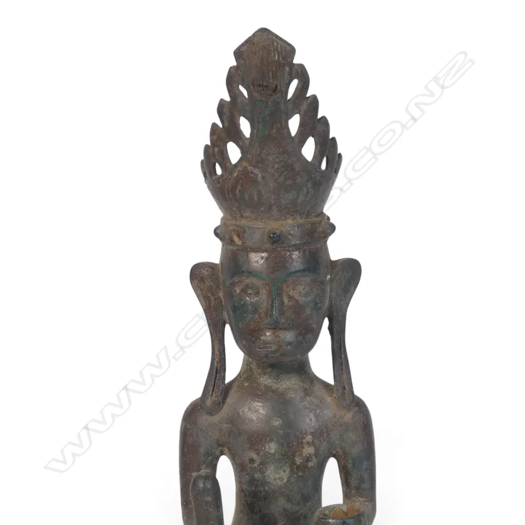 NIAS ISLANDS (SUMATRA) BRONZED SCULPTURE OF A NOBLE ANCESTOR, 320 X 80MM Image 1++