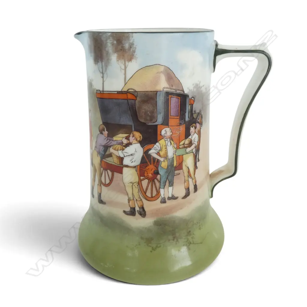 ROYAL DOULTON COACHING DAYS TALL JUG RARE BLUE SKY VARIATION (1904-06), H.160mm Image 1++