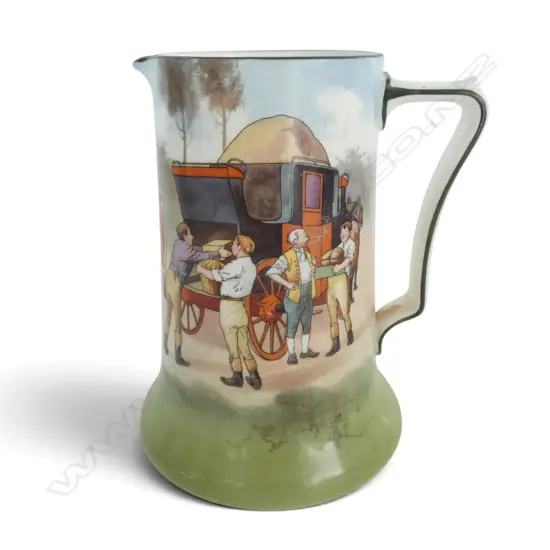 ROYAL DOULTON COACHING DAYS TALL JUG RARE BLUE SKY VARIATION (1904-06), H.160mm