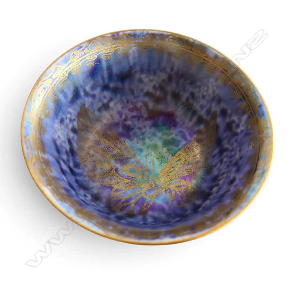 WEGWOOD BUTTERFLY FAIRYLAND LUSTRE BOWL & CARLTON WARE 'ROUGE ROYALE' VASE H.110mm Image 1++