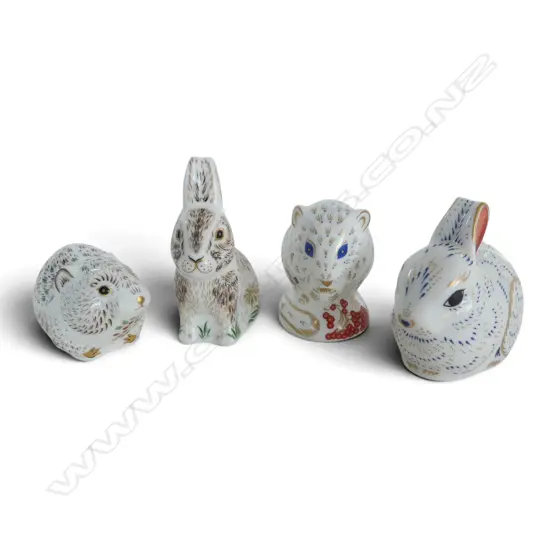 4 ROYAL CROWN DERBY PAPERWEIGHT ANIMALS H.80mm