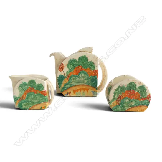 3 PCE CLARICE CLIFF BIZARRE 'PATINA COUNTRY' TEA SET