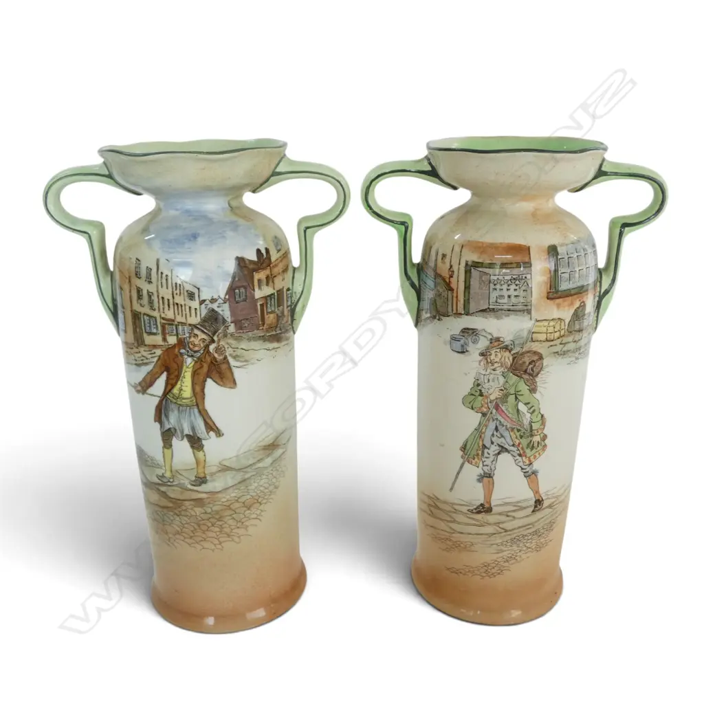 2 TALL ROYAL DOULTON DICKENS WARE VASES, H.270mm Image 1++