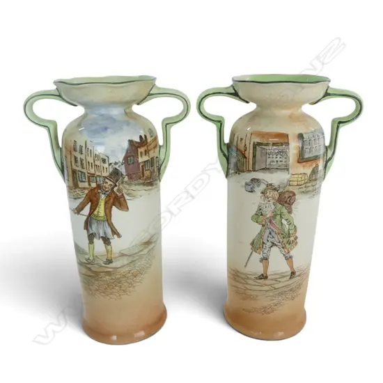 2 TALL ROYAL DOULTON DICKENS WARE VASES, H.270mm